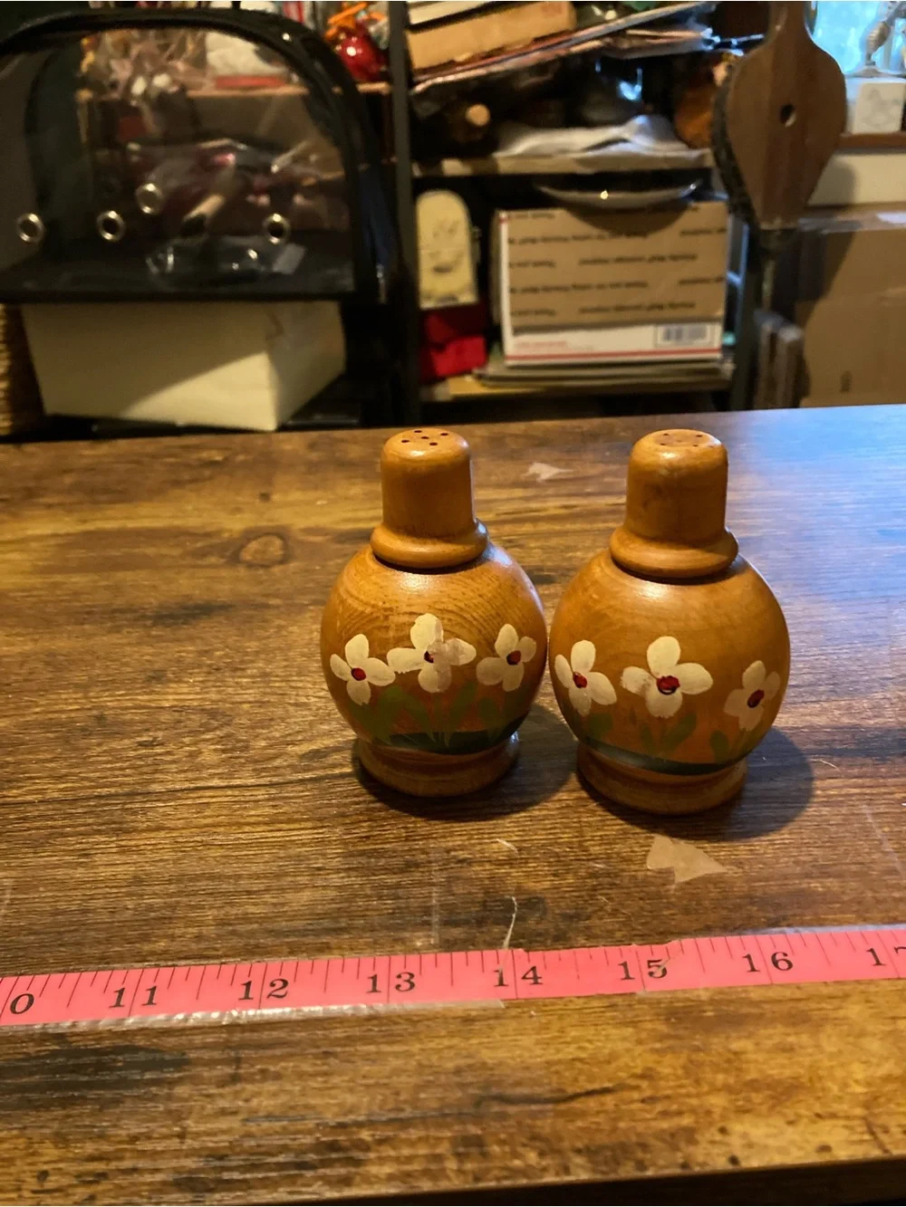 Wood carved salt & pepper shakers